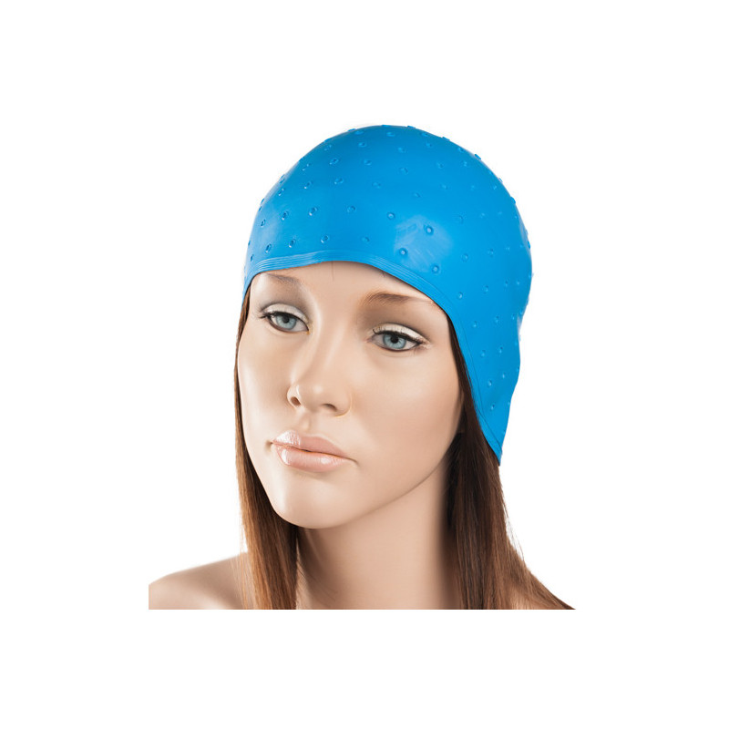 Hat for hair coloring, rubber, blue