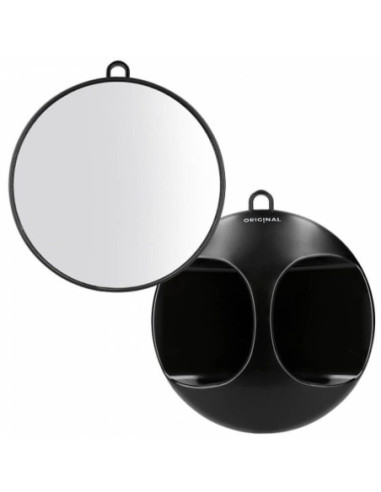 Spogulis LUNA, viegls, apaļš,  28cm, melns