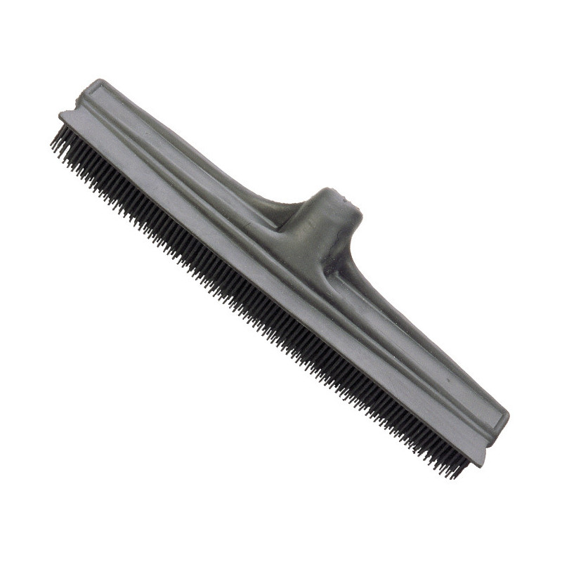 Rubber broom for hairdressers, with tongue, black