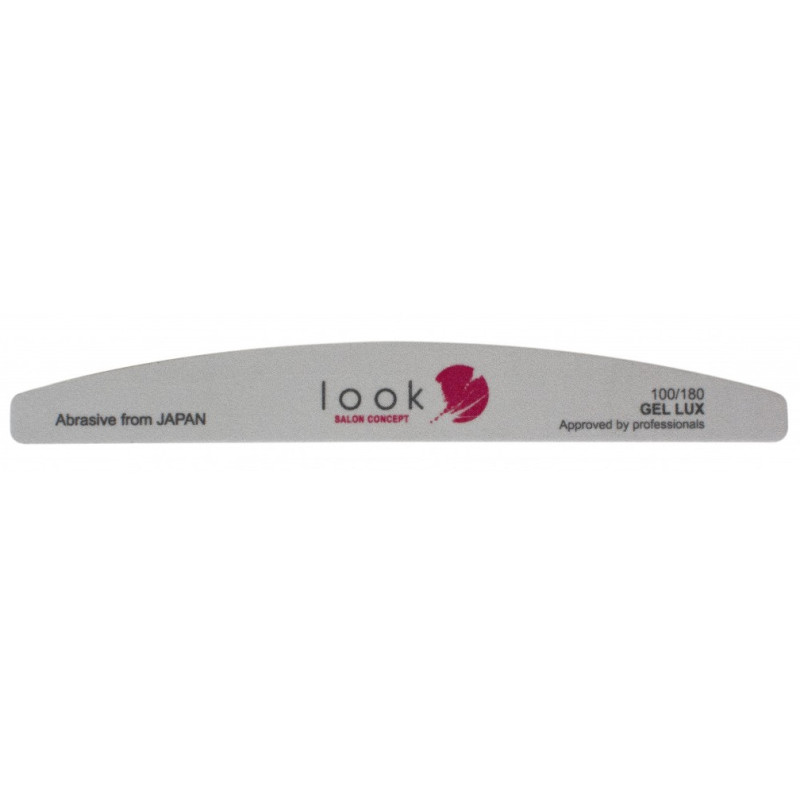 LOOK Блок для обработки ногтевой пластины Gel Lux полумесяц, серый 100/180