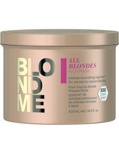 BlondMe Bagātīgi kopjoša maska visiem blondu matu tipiem 500ml