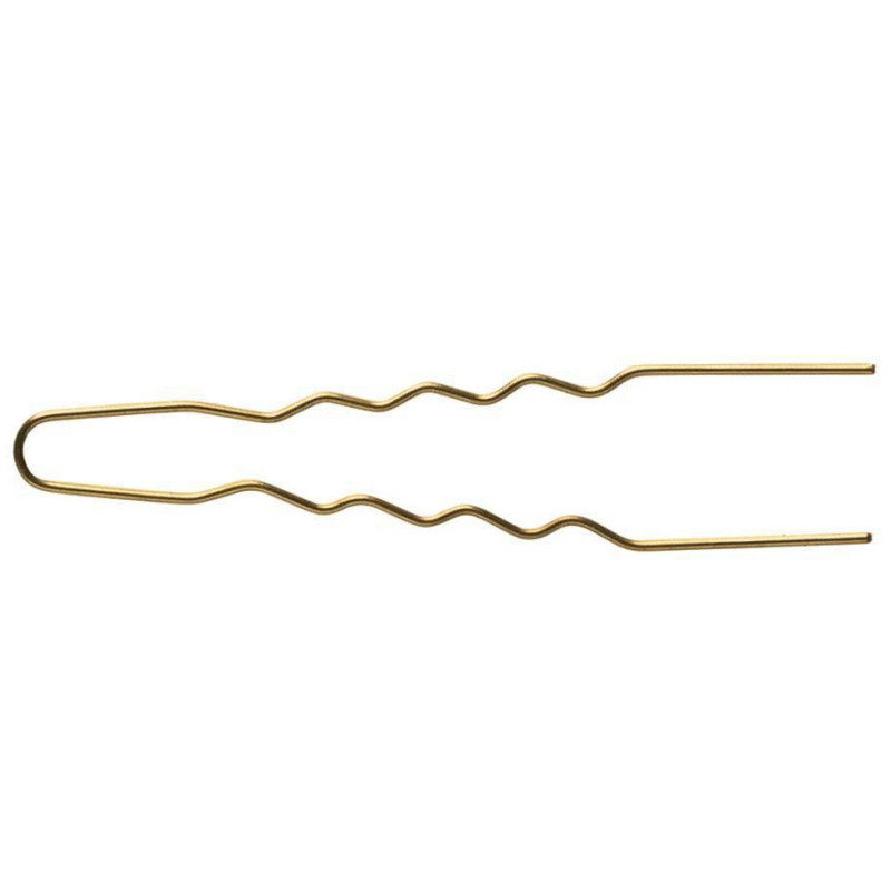 Bobby pins, wavy, 45x0.55mm, gold, 50 pieces