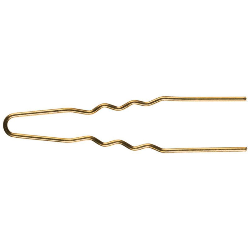 Bobby pins, wavy, 45x1.20mm, gold, 50 pieces