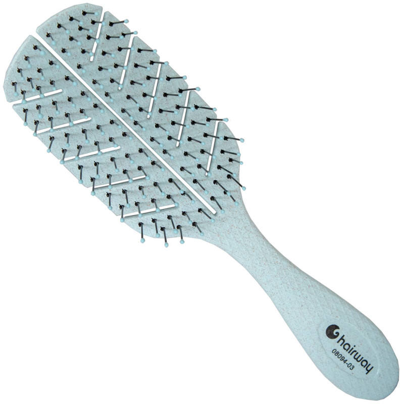 Detangling hair brush ORGANICA, made of bio plastic, light blue