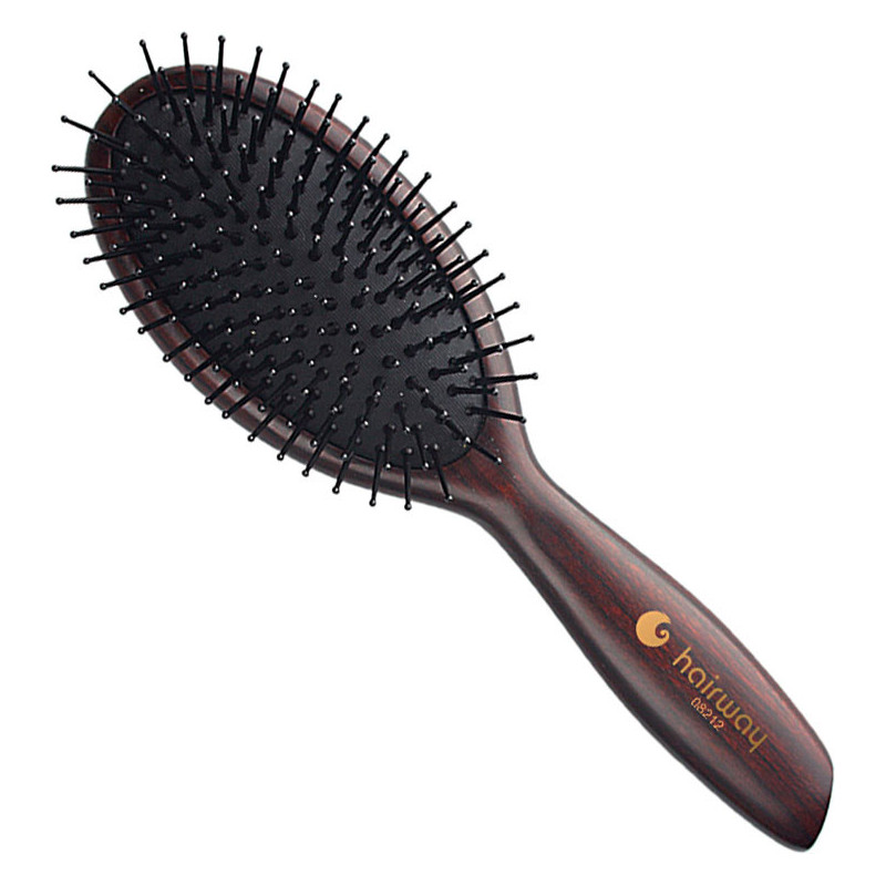 Hair brush with cushion Wenge 2, nylon bristles, oval, 11 row
