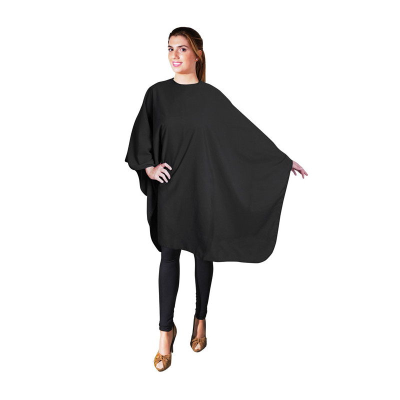 Cutting cape, polyester, velcro closure, 140x135cm, black