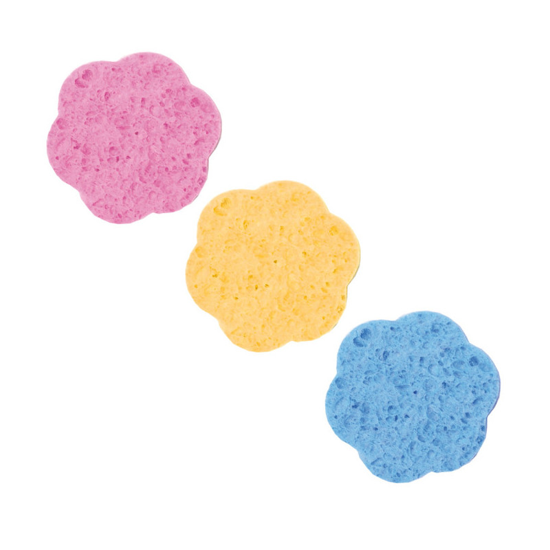 Sponge, cellulose, flower, 70mm, different colors, 1pc.