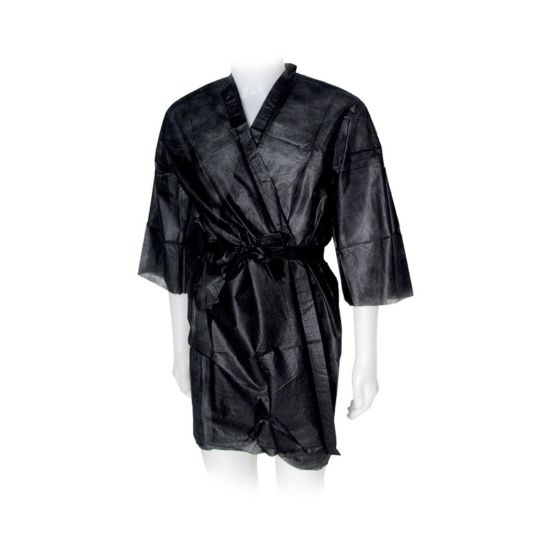 Kimono, non-woven material, black, disposable, 10 pcs.