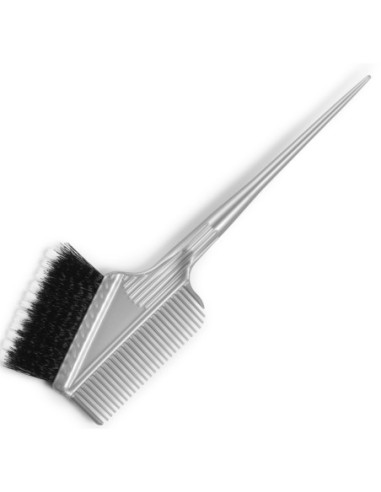 Hair dye brush, with comb, gray with mixed (hard and soft) bristles 50mm