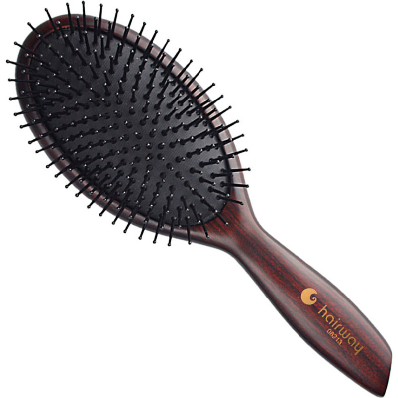 Hair brush with cushion Wenge 2, nylon bristles, oval, 13 rows