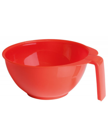 Hair color mixing bowl, with handle, red