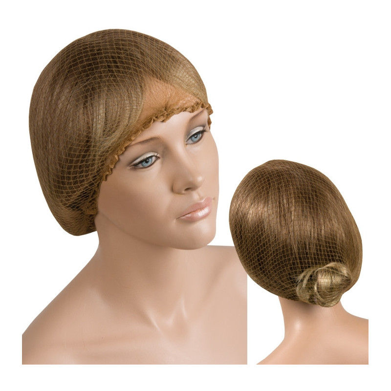 Hair net, elastic, with rubber, brown