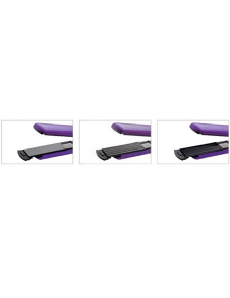 Hair straightener - curler, 3 interchangeable tourmaline plates