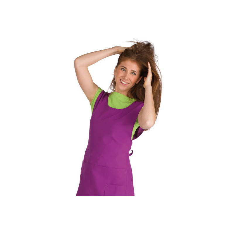 Apron with pocket, elastic polyester, length 77.5cm, purple