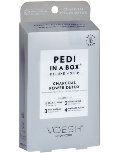 VOESH очищающий набор для педикюра Pedi in a Box Deluxe Charcoal Power Detox, 4 этапа