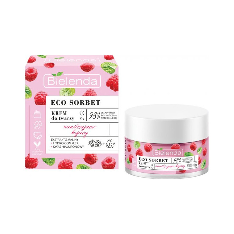 ECO SORBET Face cream, moisturizing, with raspberry extract and hyaluronic acid 50ml