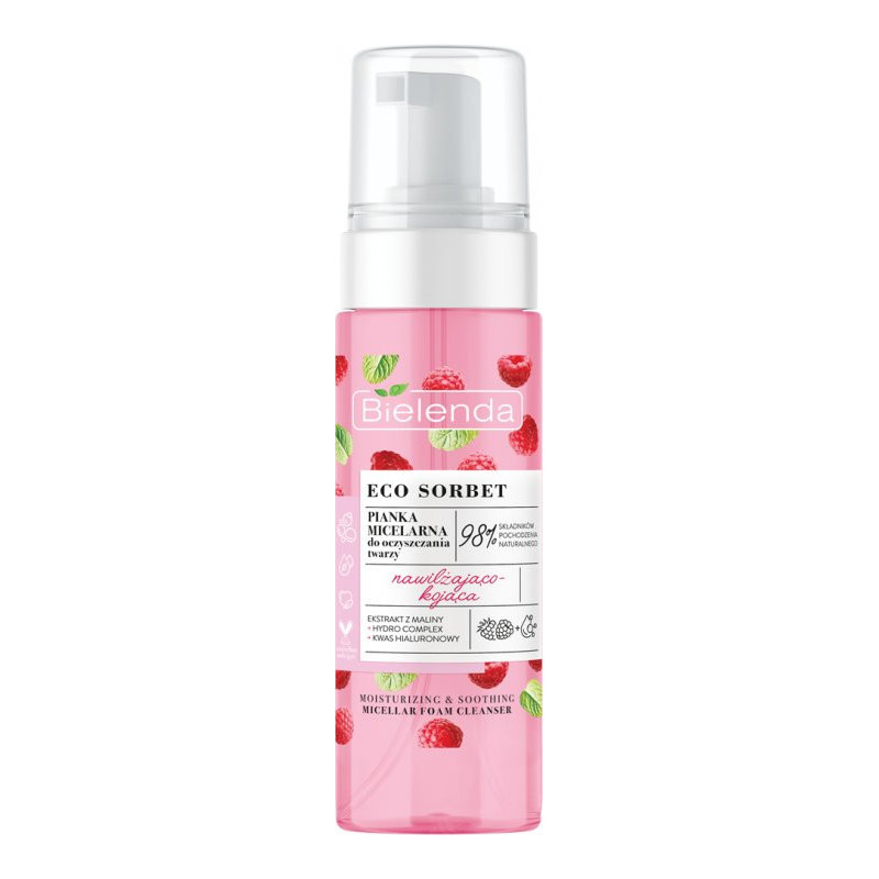 ECO SORBET Facial foam, cleanser, raspberry extract / hyaluronic acid, for all skin types 150ml