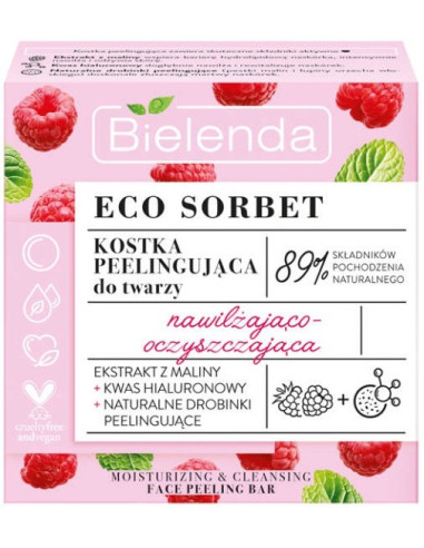 ECO SORBET Face peeling, cleansing, raspberry seeds + walnut shells + hyaluronic acid 60g
