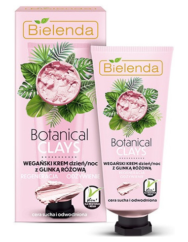 BIELENDA, BOTANICAL CLAYS Vegan Cream with pink clay for face, day / night 50ml