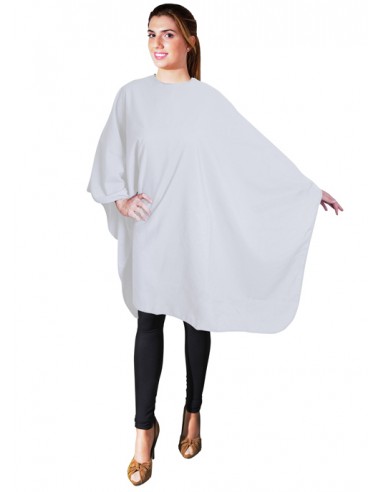 Cutting cape, polyester, velcro closure, 140x135cm, white