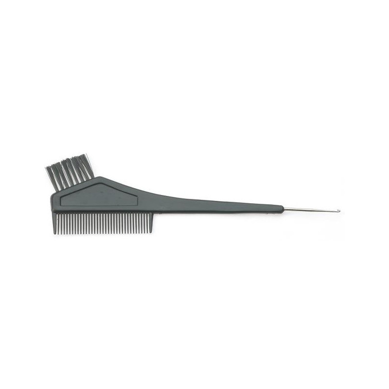 Coloring brush with comb and metal tip - black