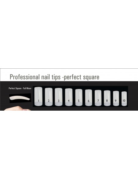 Nail tips Amazing Shine Perfect Square Full Moon – White, No. 9, 50pcs.