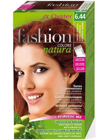 FASHION NATURA hair color 6.44, intense copper 50ml+50ml+15ml