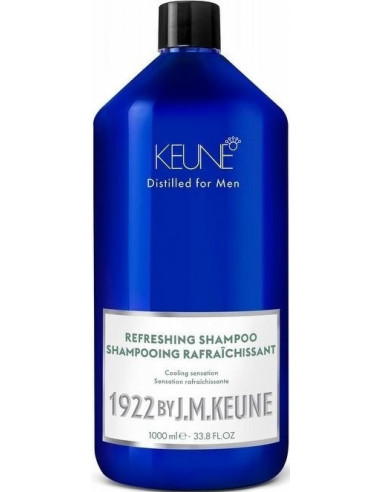 KEUNE 1922 Refreshing Shampoo - atsvaidzinošs šampūns, kas sniedz kņudinošu vēsuma efektu, ikdienas lietošanai 1000ml