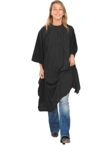 Cape with hook-and-eye closure, black, polyester, 126cmx106cmx35cm, 1pc. / pack.
