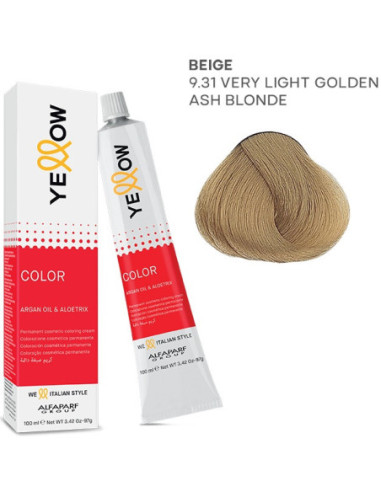 YELLOW COLOR permanent cosmetic coloring cream Nr.9.31 100ml