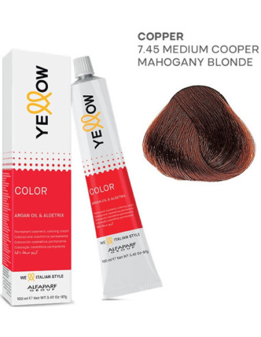 YELLOW COLOR перманентная крем-краска для волос Nr.7.45 100мл