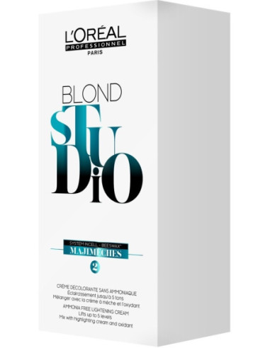 Amonjaku nesaturoša krāsa pūderis šķipsnu balināšanai L'Oreal Professionnel Blond Studio Majimeches powder 6X25gr