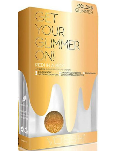 VOESH PEDI IN A BOX Komplekts pēdām Golden Glimmer, nomierinošs/barojošs, 5 līdzekļi