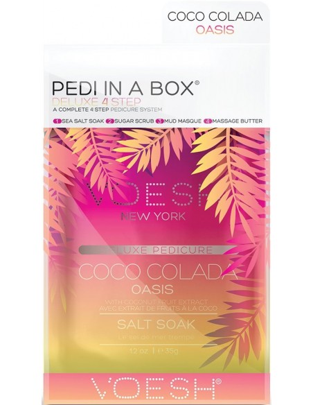 VOESH - PEDI IN A BOX Komplekts pēdām Coco Colada Oasis sausai ādai, atsvaidzinošs, 4 līdzekļi