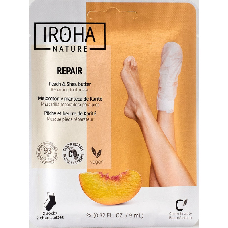 IROHA NATURE Peach Repairing Foot Mask Socks with SHEA BUTTER