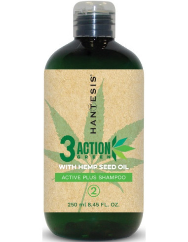 HANTESIS 3ACTION GREEN Šampūns matiem NR2 ar kaņepju sēklu eļļu, ārstniecisks 250ml