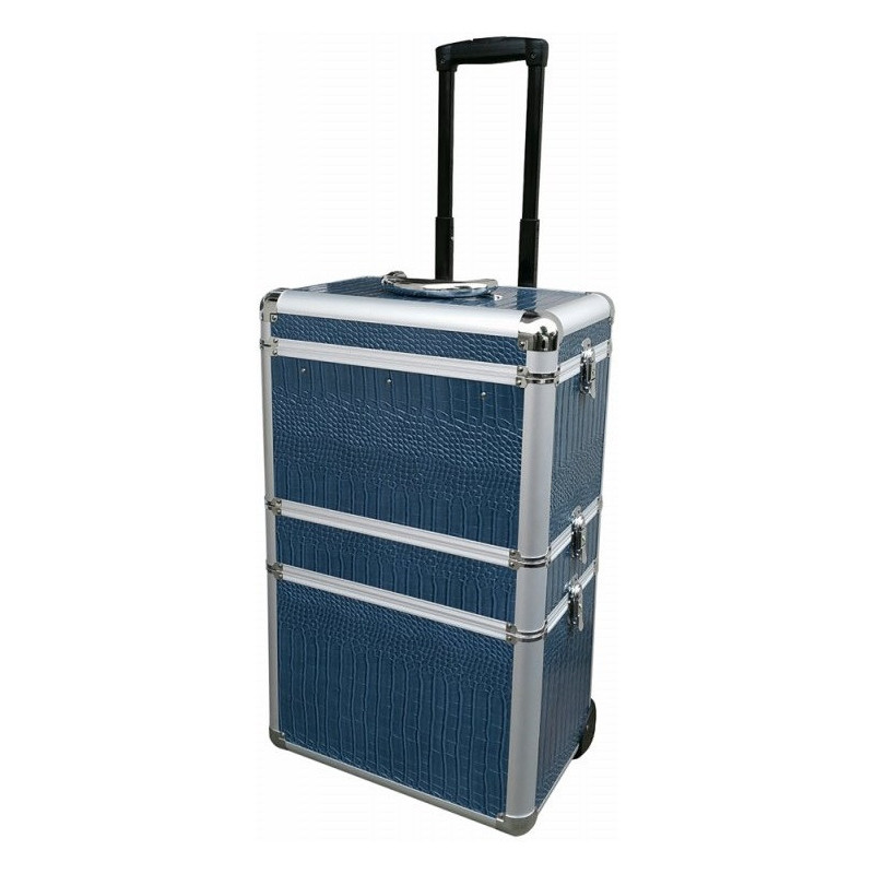 Lockable Suitcase, "Crocodile", blue, glossy