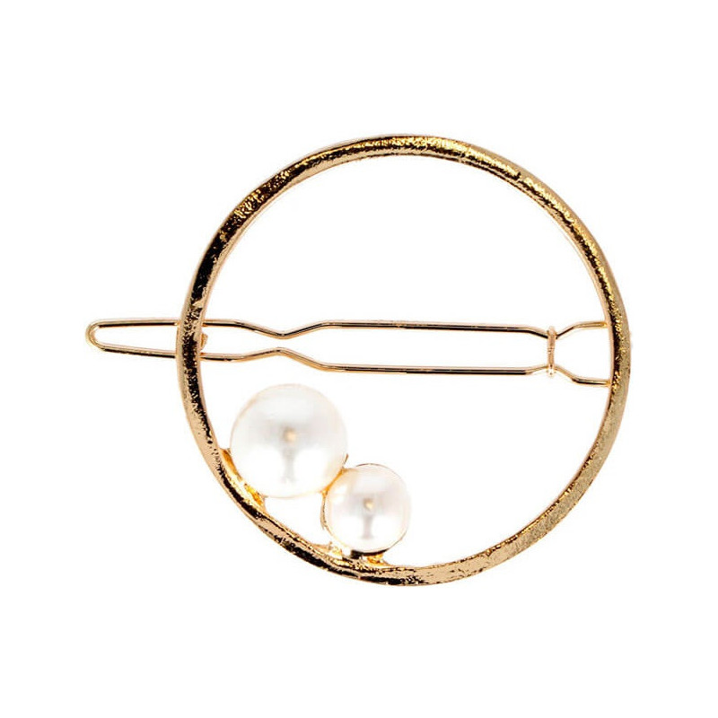 Gold hoop clip with pearls 2pcs