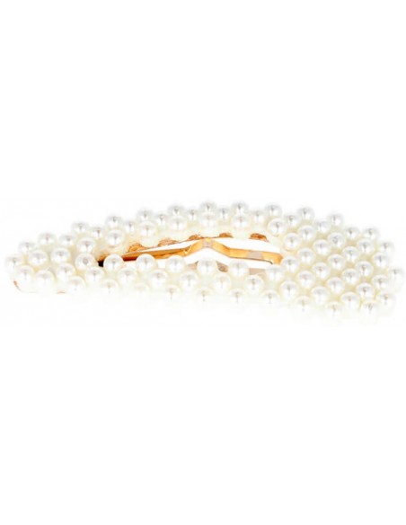 Decorative golden clip with pearls, 8cm, 2pcs