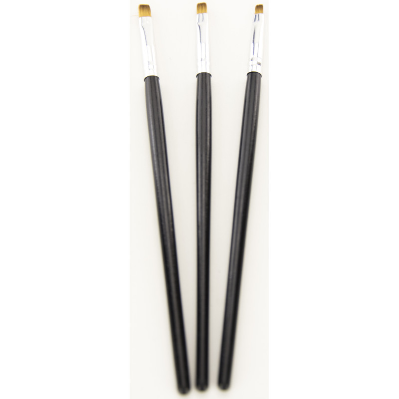 Brush set model, for design (3pcs / pack), black body, brown bristles