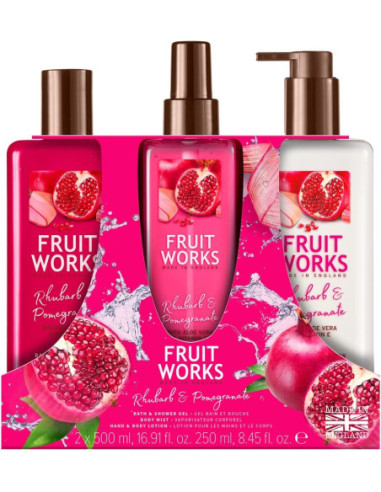 FRUIT WORKS Rhubarb&pomegranate Trio Set, 2x500ml +250 ml