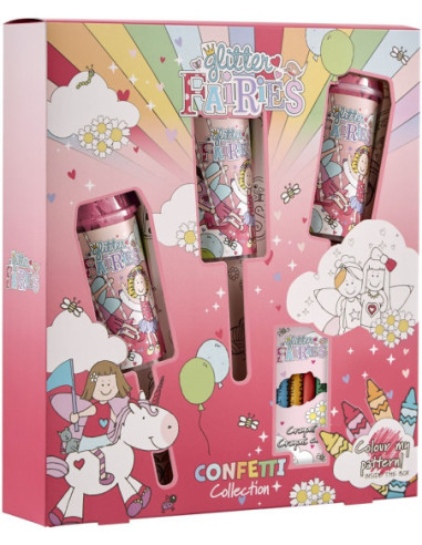 GRACE COLE Пушка Glitter Fairies с конфетти для ванн 3 x 25 г + цветные мелки