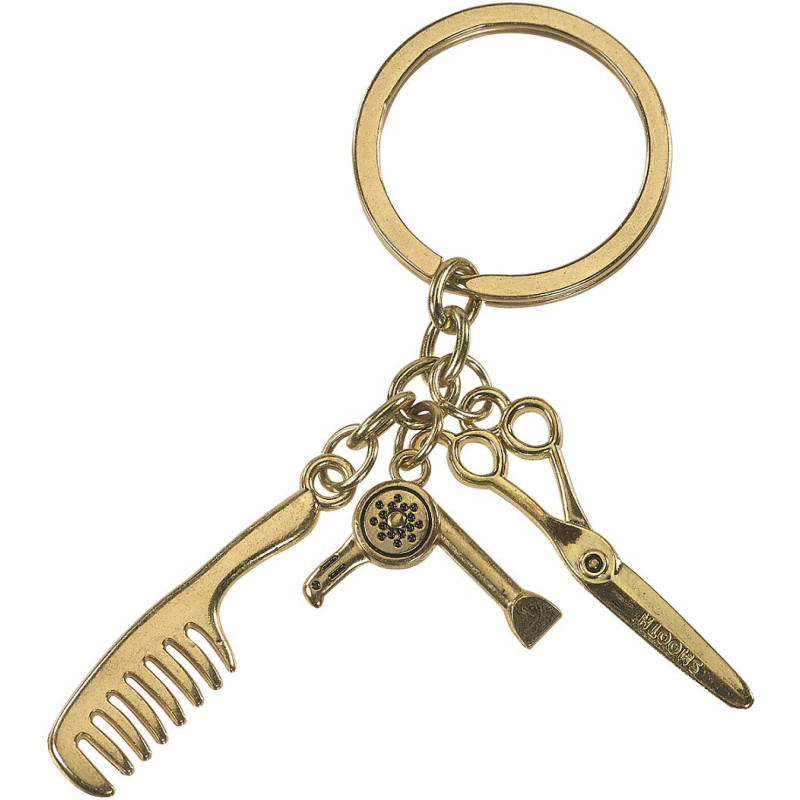 Key ring with hairdresser's symbols