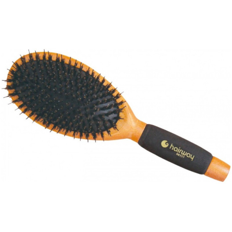 Hair brush for combing, natural wood, rubber handle 75 * 240mm