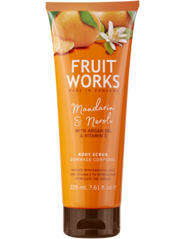 FRUIT WORKS Body Scrub, Mandarin/Orange Flowers 225ml