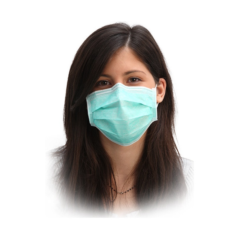 Face mask, surgical, 3-layer, light blue, non-sterile, 50pcs