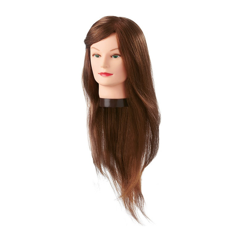 Mannequin Head, natural hair, brown, 55-60cm