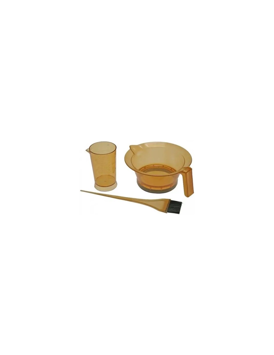 Hair dye mixing kit (bowl, brush, measuring cup), transparent orange