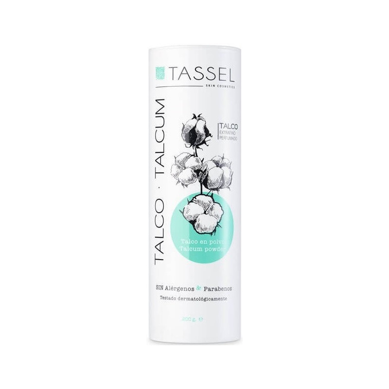 TASSEL TALCO Talc, absorbs moisture, eliminates irritation, free of parabens, allergens 200gr