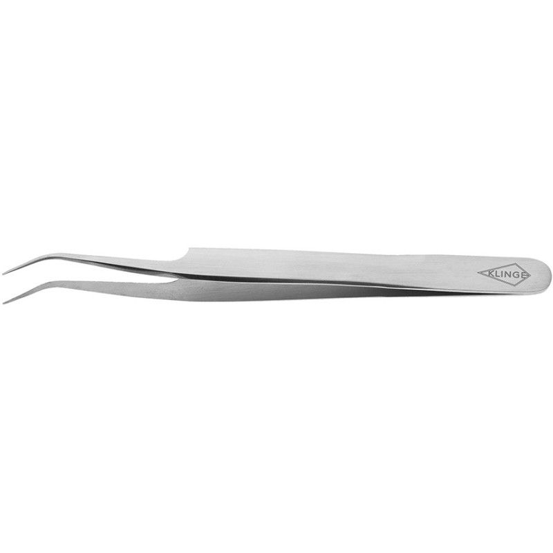 INOX Hooked tweezers, curved, stainless steel, 13cm